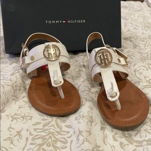 Tommy Hilfiger Sandals-White and Gold Metal